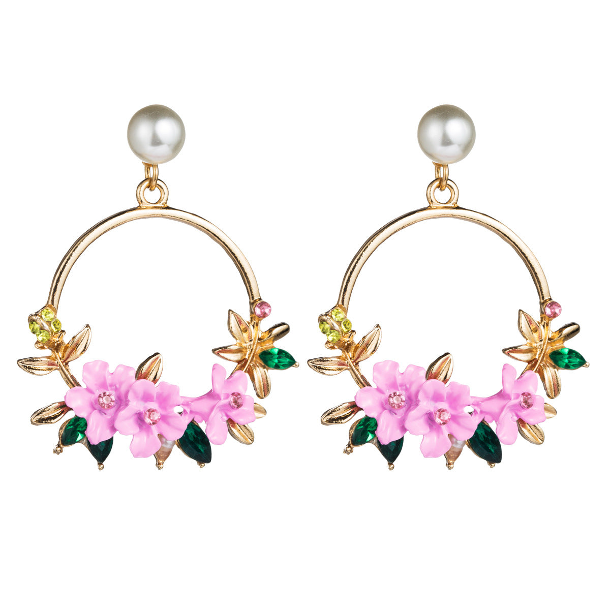 Korean Version Ins Net Red With Flower Earrings Female Sweet Soft Ceramic Pearl Earrings Trend Earrings