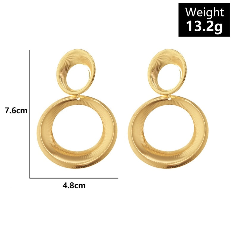 Hiphop Big Round Dangle Drop Earrings for Women Layered Long Earrings Hanging Large Earrings Statement Jewelry Gift