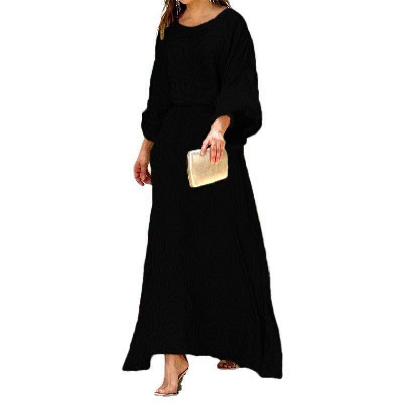 Women's Summer New Loose Plus Size Printed Long Sleeve Tops High Waiste Half-Length Skirt Suits