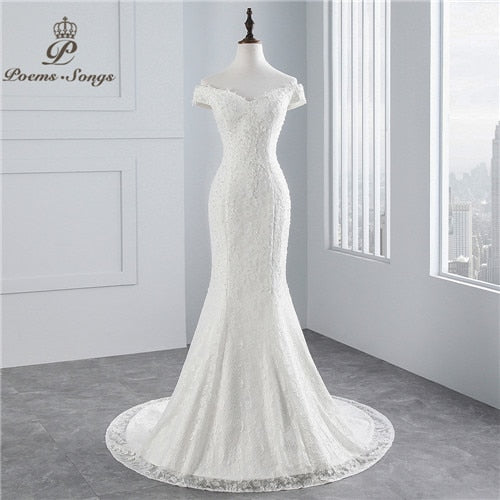 One-shoulder Wedding Dress Bride Married Slim Slimming Waist Fishtail Wedding Dress