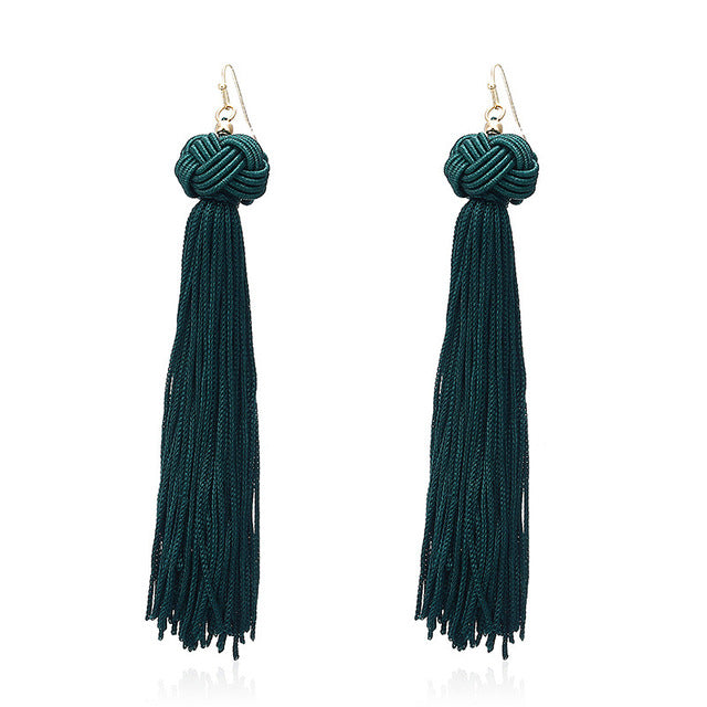 New Bohemian Gold Color Tassel Long Earrings brinco many colors Silk Hanging Earrings For Women Jewelry Dangle Earring