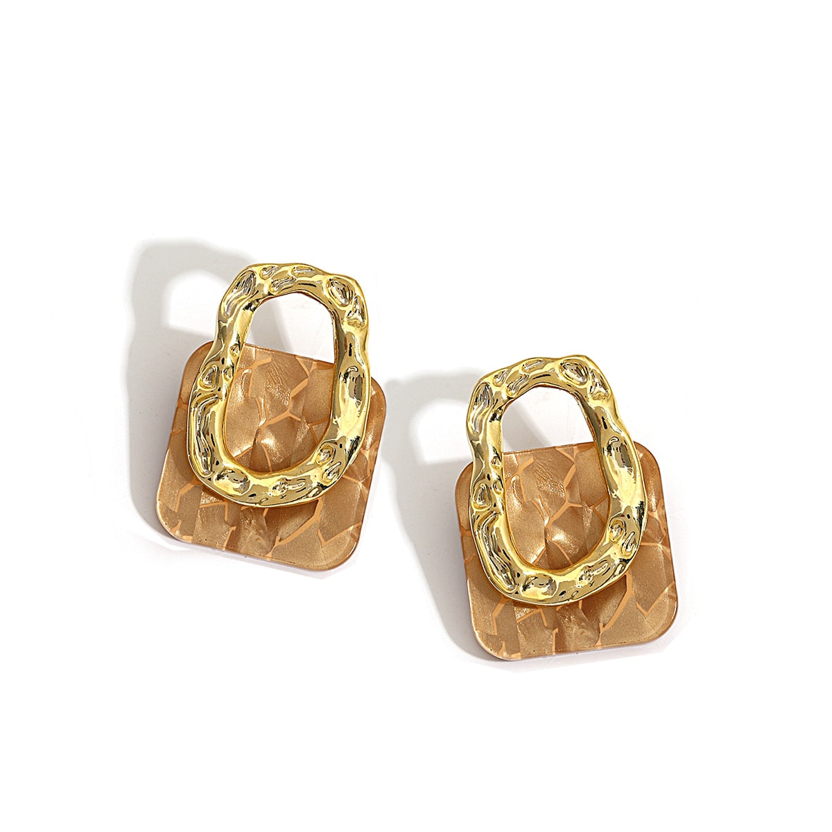 Acrylic Resin Geometric Square Hanging Stud Earrings New Fashion Hollow Metal Trendy Earrings Jewelry Gift