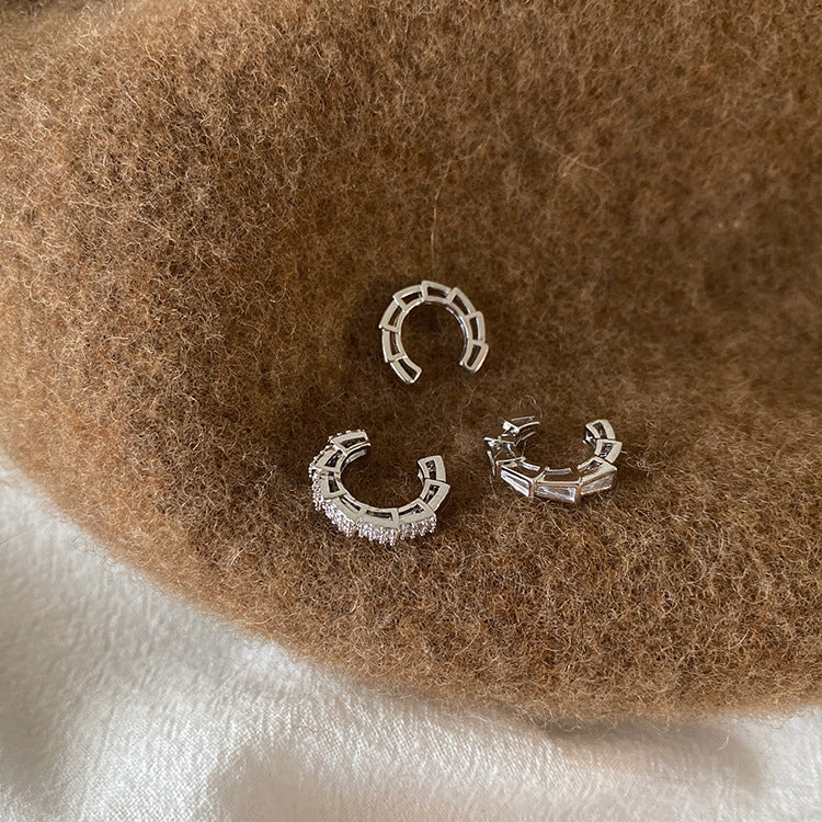 Zircon Metal Ear Clip Set Female Personality Simple And Versatile Temperament Without Pierced Earrings