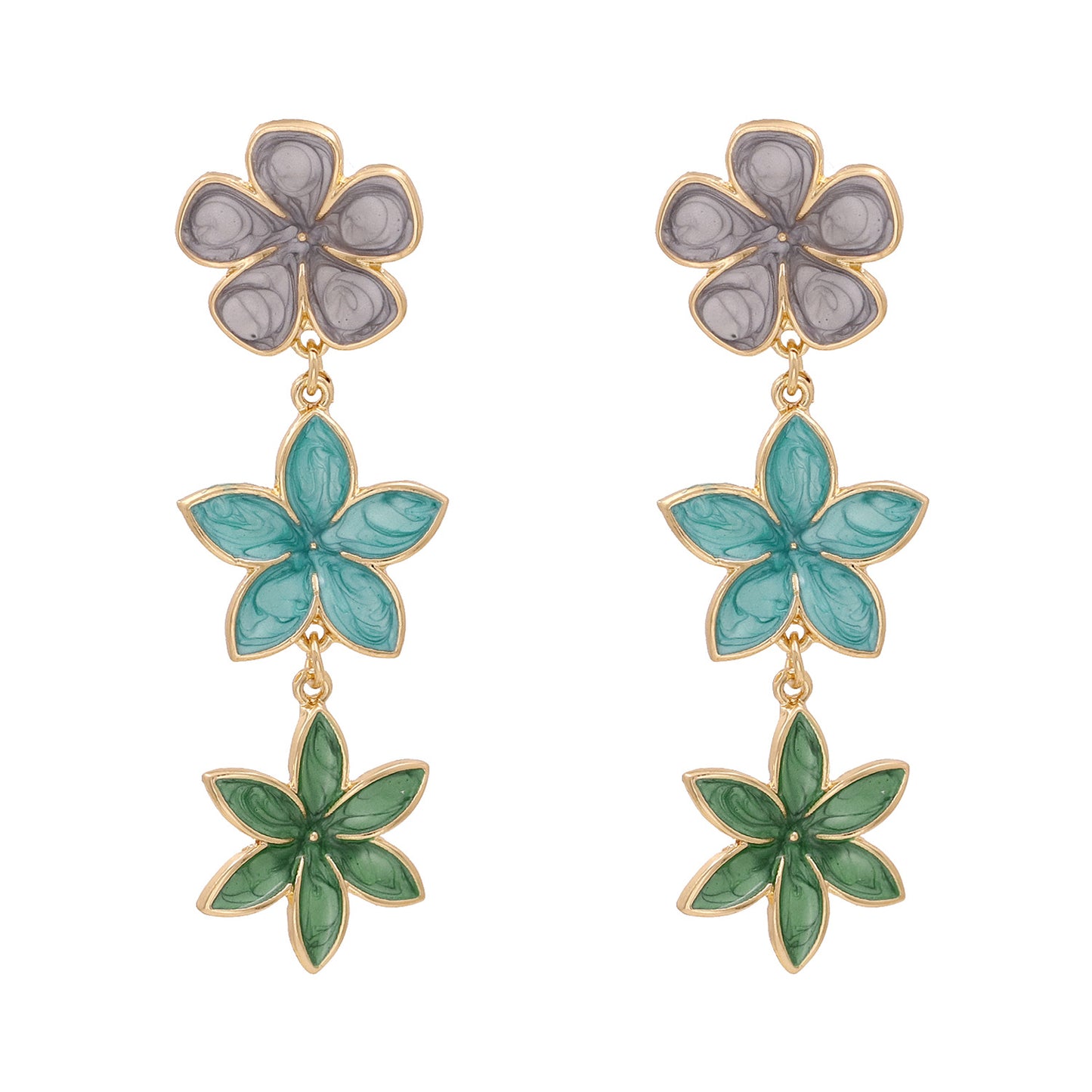 French Retro Lavender Oil Drop Flower Earrings Three Earrings Personality Earrings Ins Style For Women