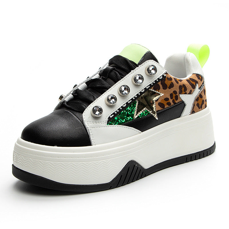 All-Match Leopard Print Casual Sports Shoes Women's Autumn Trendy Shoes Small White Shoes
