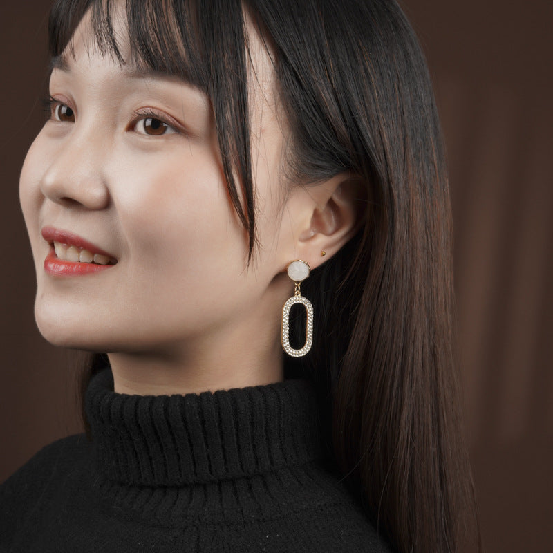Earrings Net Celebrity Thin Temperament New Trendy Earrings Show Face Earrings Female Earrings All-Match Long Style