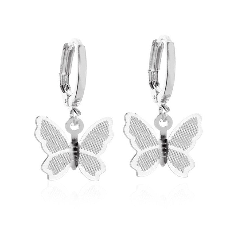 Fashion Cute Butterfly Women's Earrings Stud Color Acrylic Stud Earrings Animal Sweet Colorful Stud Earrings Girls Jewelry