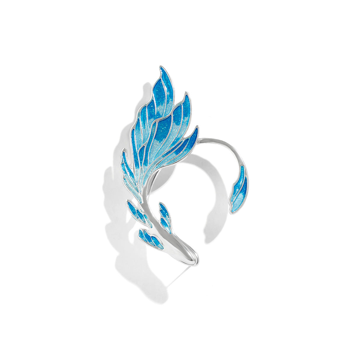 Niche Dripping Goldfish Single Gradient Personality Ear Clip Wild Painted Elf Ear Stud Ear Hanging