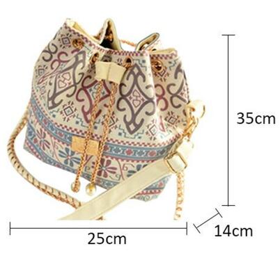 Canvas Drawstring Lady Bucket Bag Chains Shoulder Handbags Messenger Bags