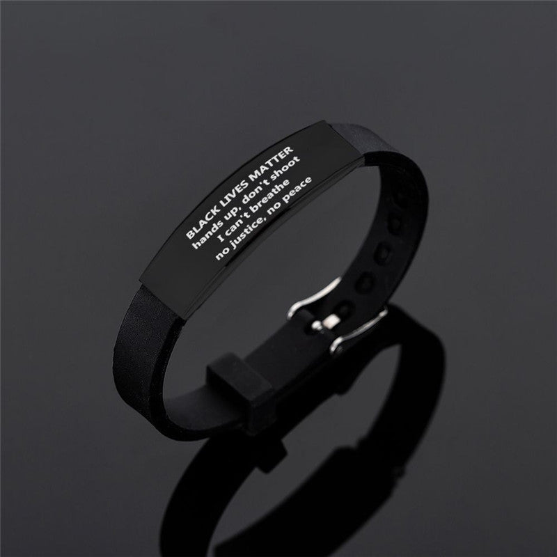 American Protest I Can't Breath Bracelets Black Stainless Steel Silicone Bracelets&Bangles Adjustable George Floyd