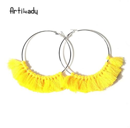 Artilady tassel hoop earrings vintage for women