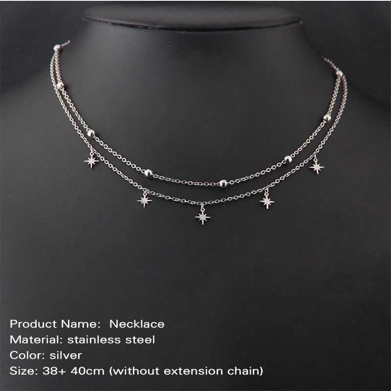 Stainless Steel Titanium Gold Gold Geometric Zircon Crystal Pendant Necklace Cross Chain Necklace Gold Plated
