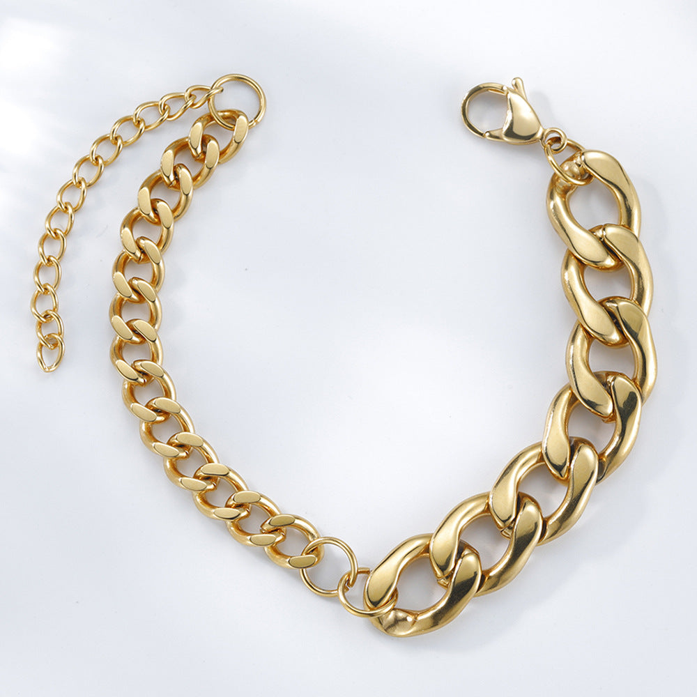 New Men's Titanium Steel Bracelet Exaggerated Thick Chain Grinding Chain K Gold Jewelry