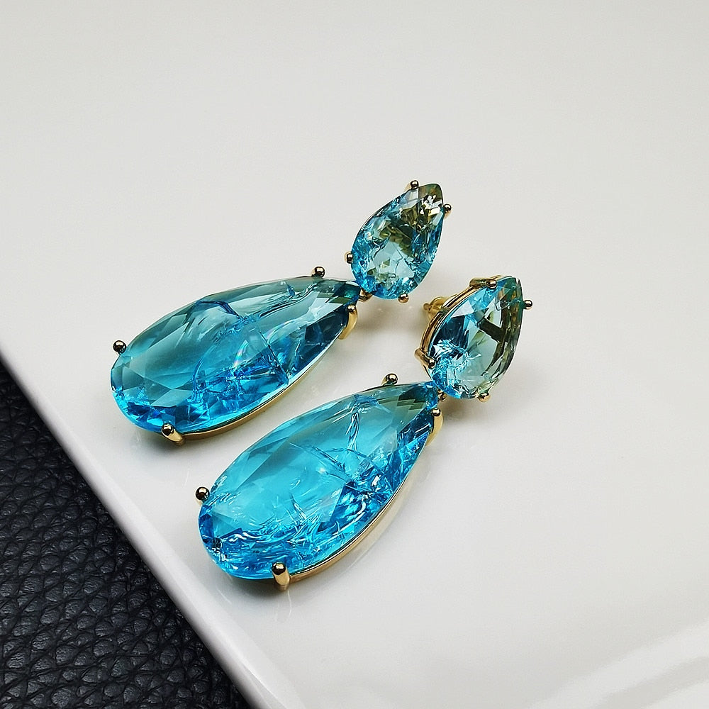 New Texture Zircon Earrings New Vintage Ice Flower Stone Earrings Popular Accessories