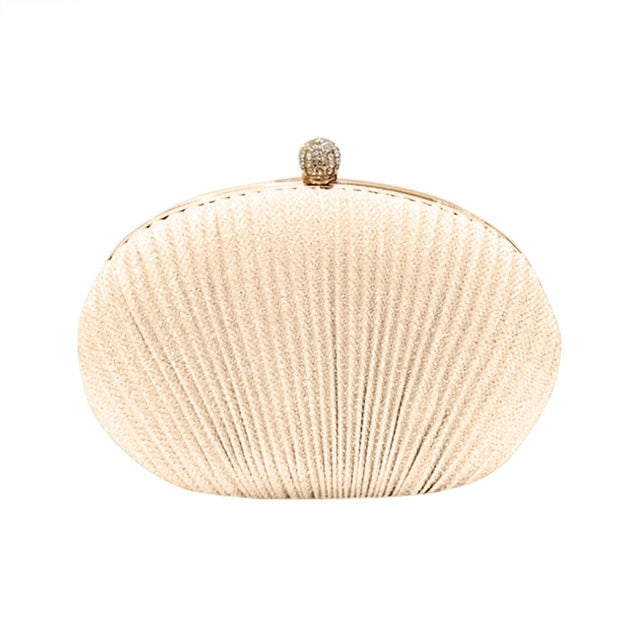 Women Evening Bag Shell Simple Handbag Solid color Party Sparkly Clutch Pleated Handbag kadın Canta Sac Cuir Femme Bolso Mujer