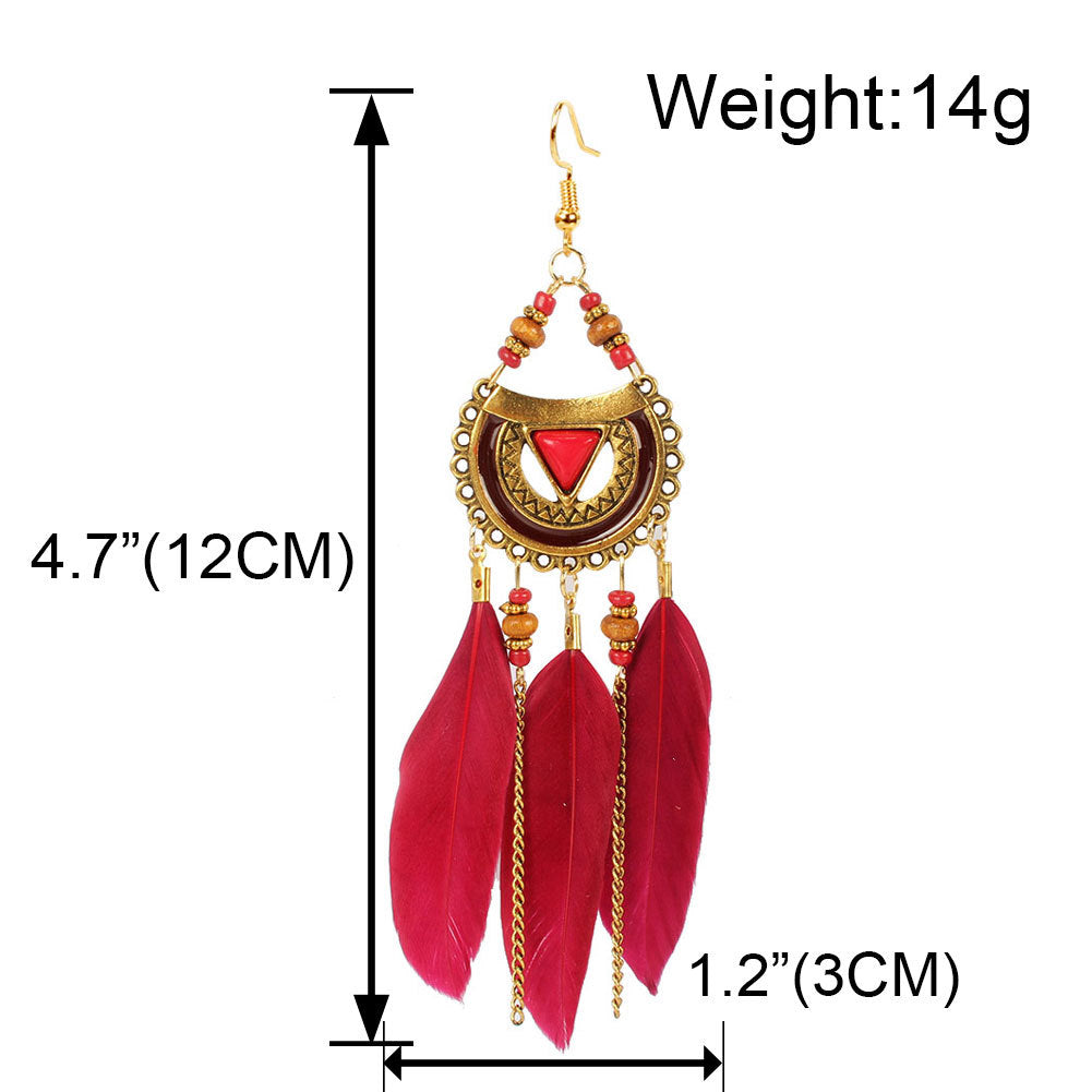 Ethnic Earrings Triangular Feather Earrings Fairy Tassel Earrings Women