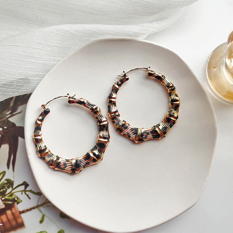 Leopard Temperament Simple Large Stud Earrings Personality Versatile Trend Women's Earrings