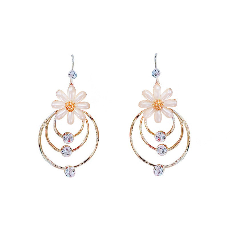 New Flower Blooming Rich Petal Earrings Fashion Temperament Long Earrings Net Red Fashion Trendy Earrings