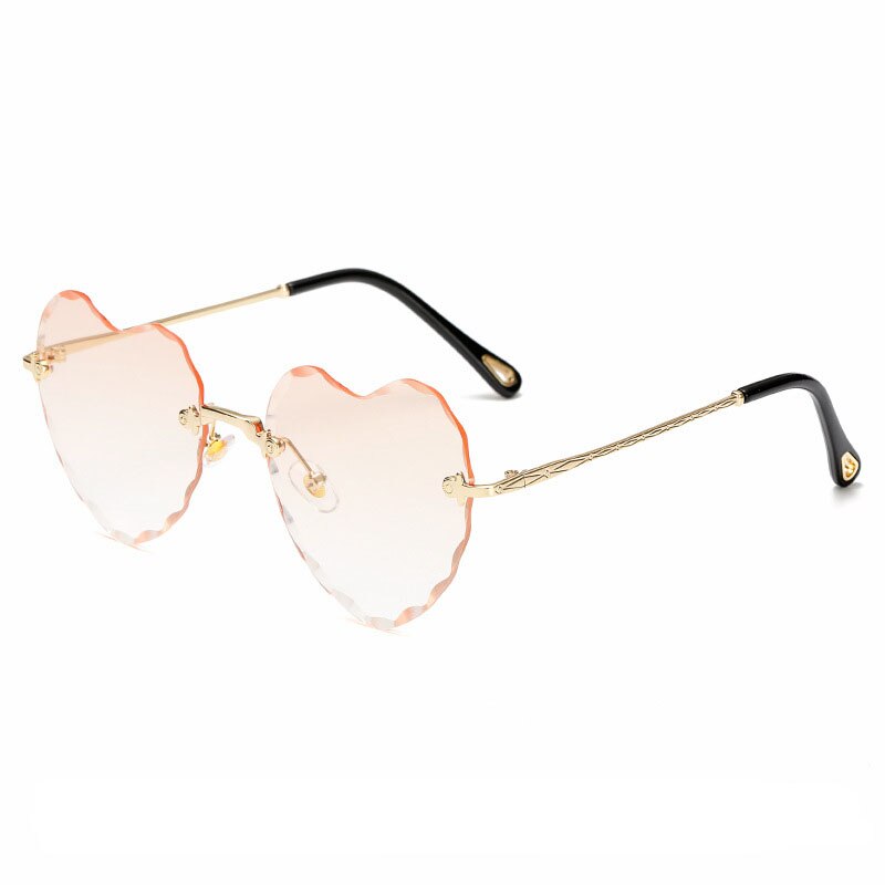 Ladies Fashion Rimless Gradient Sun Glasses Heart Shaped Sunglasses metal Women Brand Designer