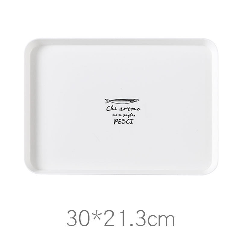 Nordic style rectangular plate household simple breakfast plate plastic tea plate dining plate desse