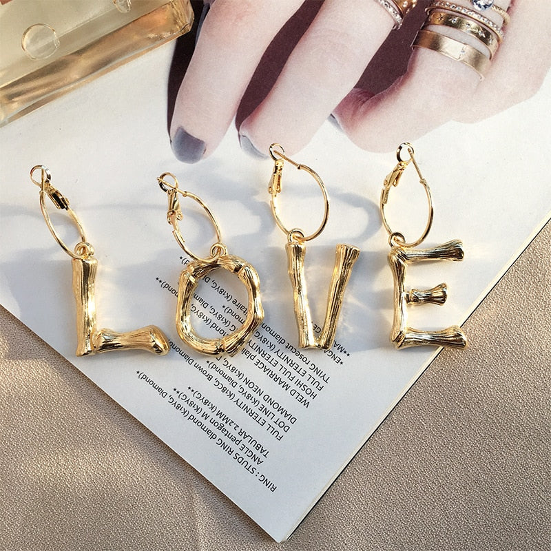 Artilady k letters earrings for women A~Z gold hoop earrings for girls Alphabet letter earrings gold jewelry new year gift