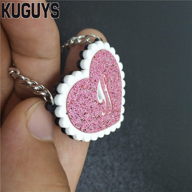 Trendy Jewelry Acrylic Heart Tassel Earrings for Womens Pendientes Pink Glitter Long Drop Earring