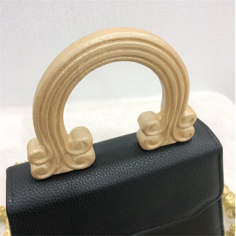 Vintage Tassel Handbag with Wooden Handle Women Black PU Leather Handbags Dinner Clutch Bag for Ladies Tote Bag