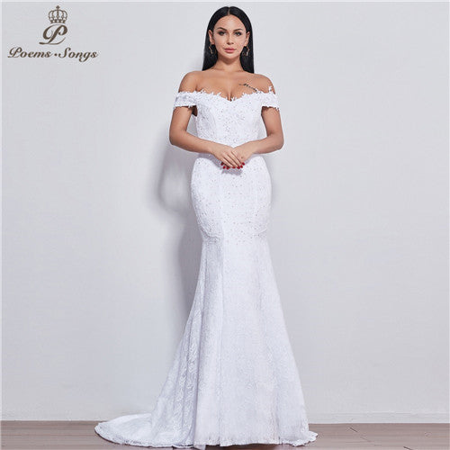 One-shoulder Wedding Dress Bride Married Slim Slimming Waist Fishtail Wedding Dress