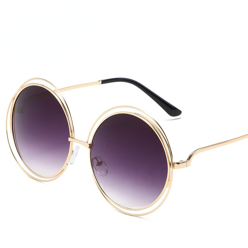 New Round Oversized Sunglasses Women Brand Designer Big Circle Gradient Mirror Sun Glasses Female Metal Frame Cool Eyewear