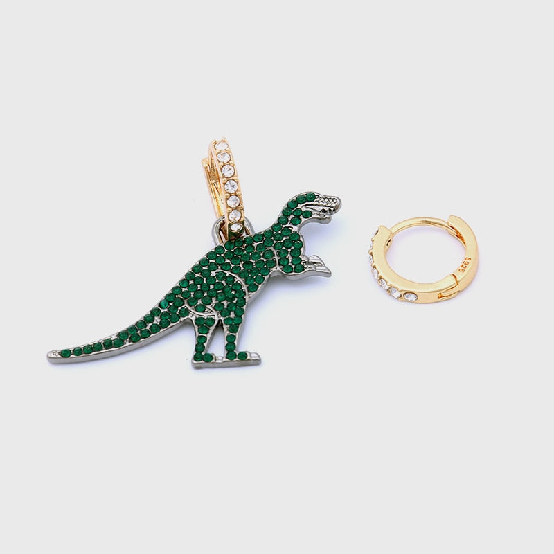 Gold Color Animal Asymmetric Hoop Earrings for Women Simple Green Rhinestone Earrings Hoops Statement Earrings