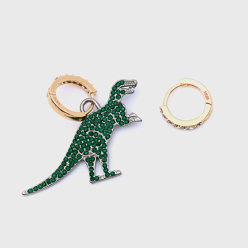 Gold Color Animal Asymmetric Hoop Earrings for Women Simple Green Rhinestone Earrings Hoops Statement Earrings