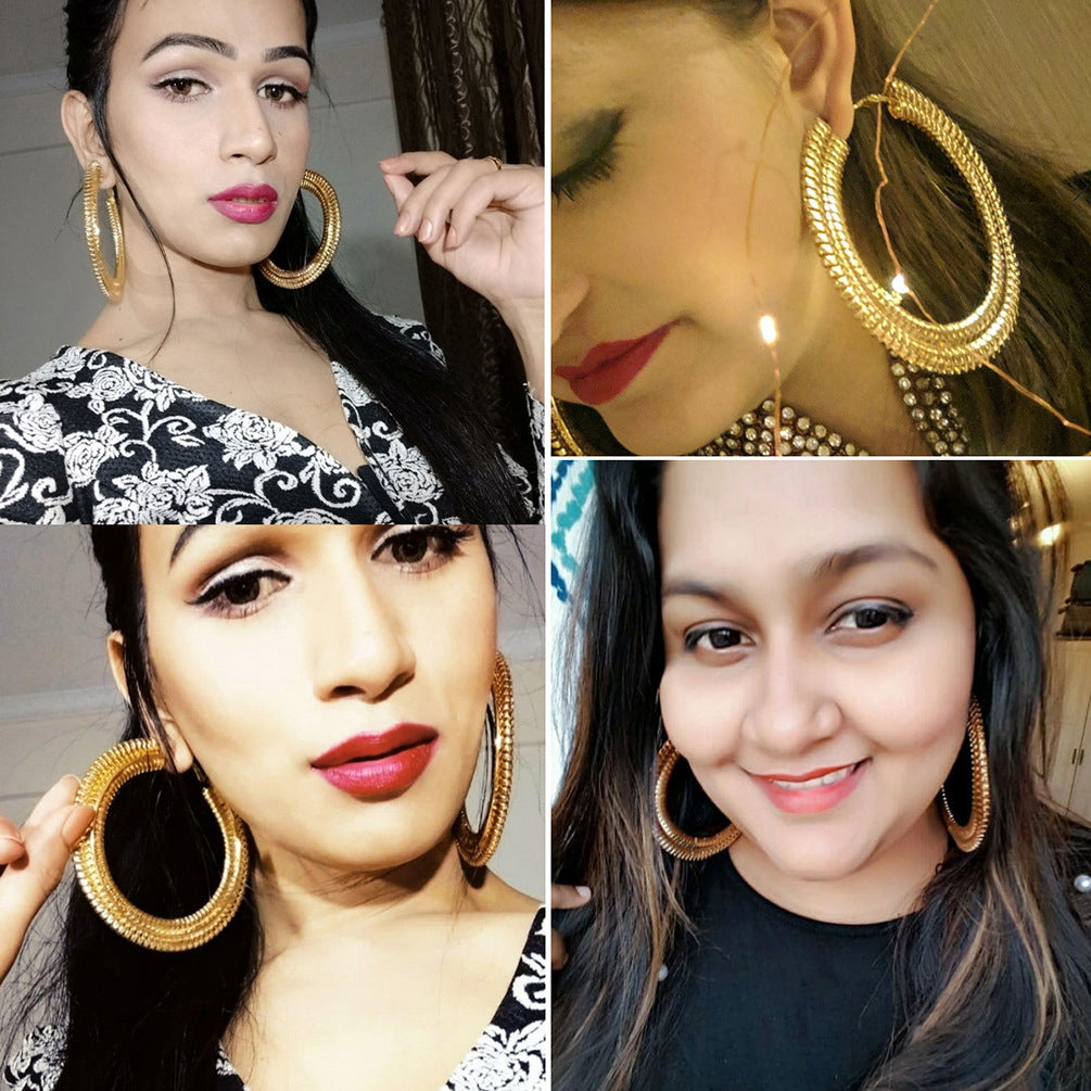 Exaggerated Large Round Earrings Female Personality Fashion Metal Large Hoop Earrings Accessories