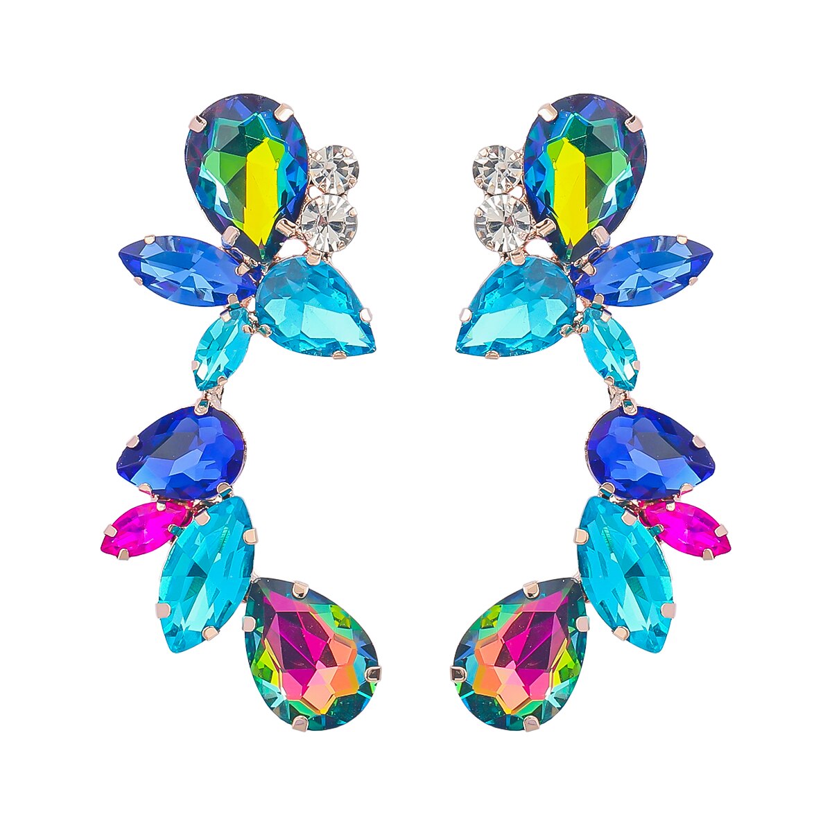 Trend Rhinestone Earrings Floral Dangle Women's Earrings Dinner Wedding Accessories Fashion Statement Jewelry