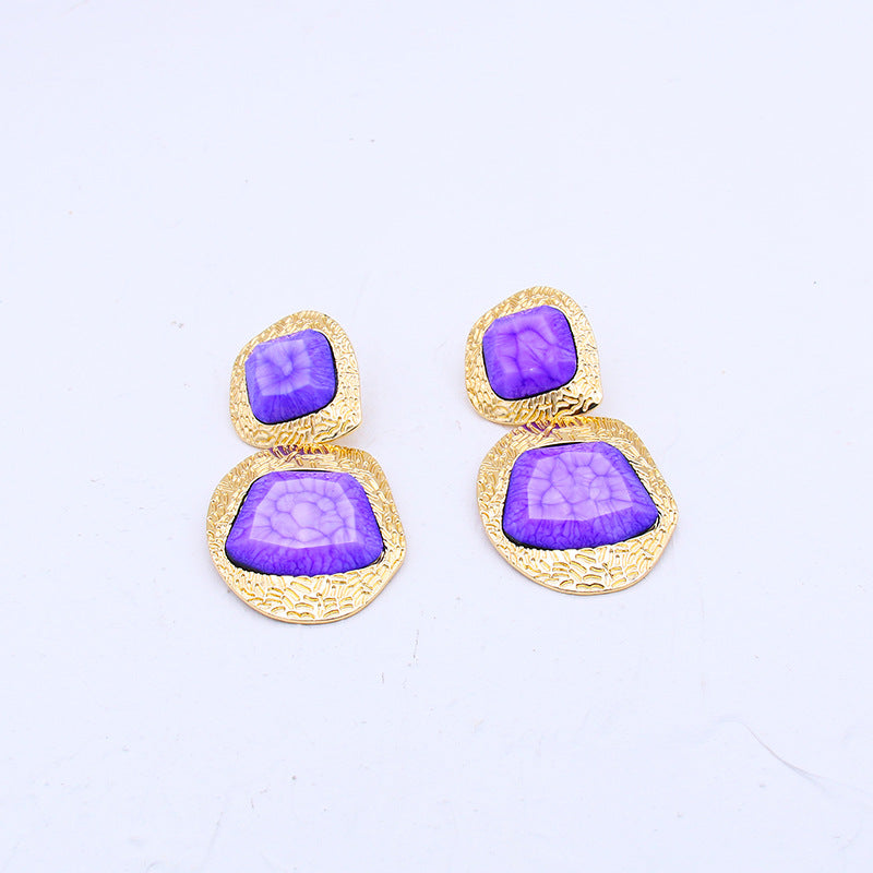 Irregular Cracked Gem Earrings Exaggerate Geometry Shaped Earrings