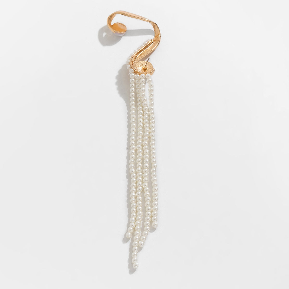 One Piece Korean Long Tassel Earrings Girls No Ear Piercing Full Pearl Big Clip Earrings For Women Gift Jewelry Ear Cuff