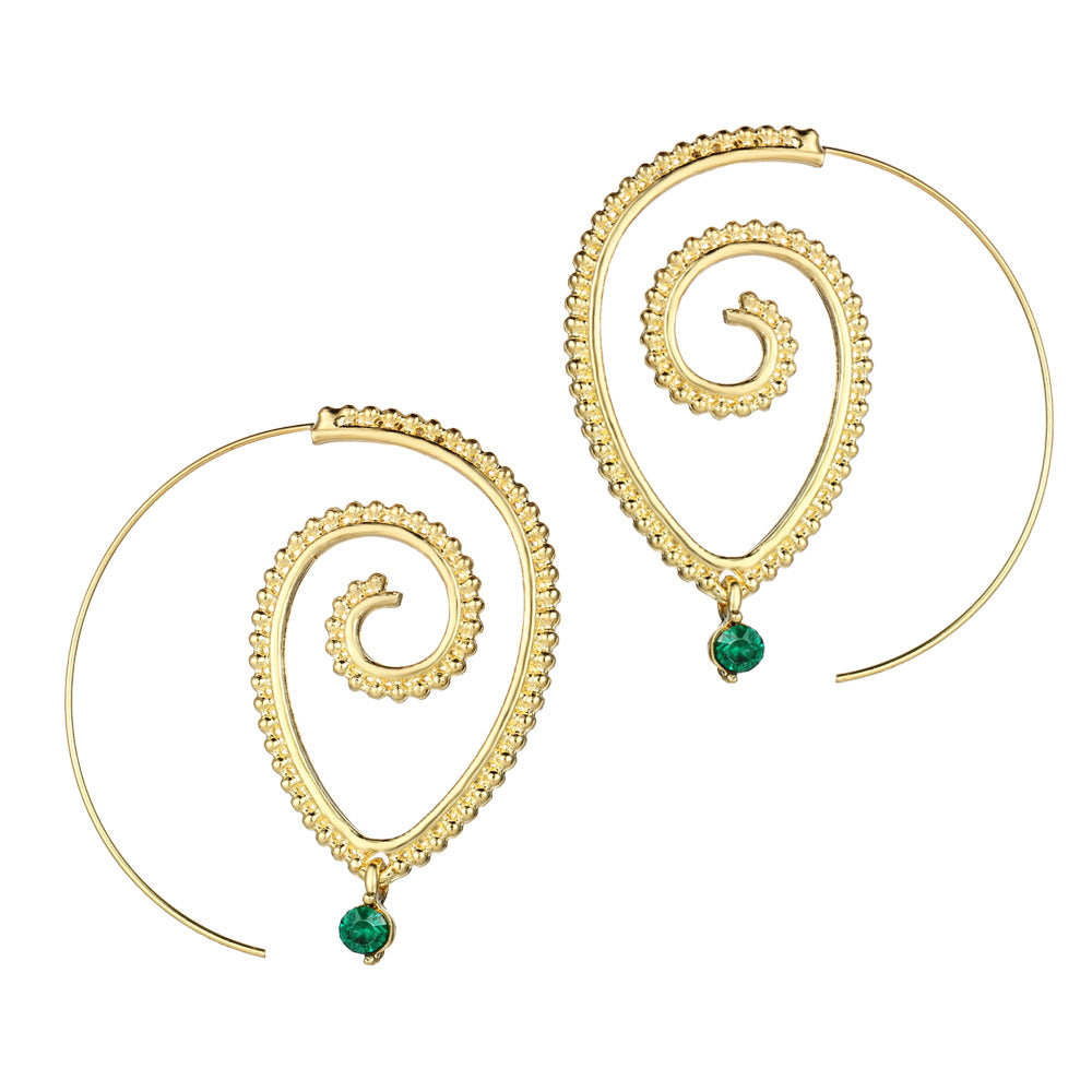 Exaggerated Vortex Gear Earrings Personality Turquoise Spiral Earrings Gold And Silver
