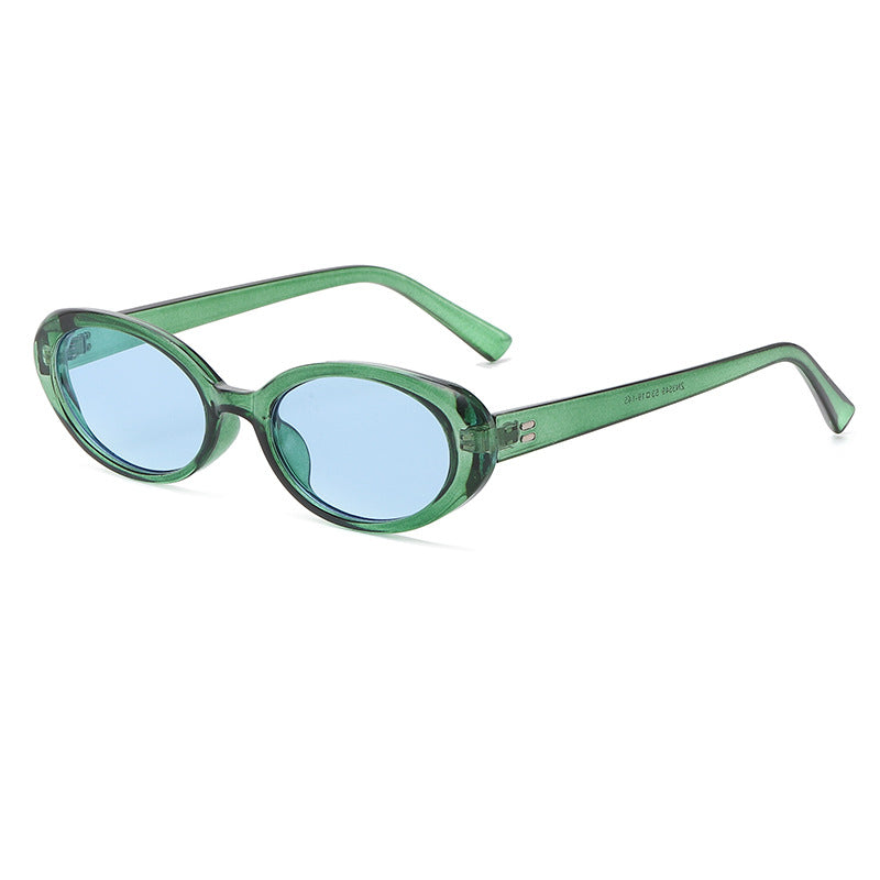 Fashion Oval Small Frame Rice Nail Sunglasses Female Dance Hip-Hop Sunglasses Street Shooting Ins Style Glasses
