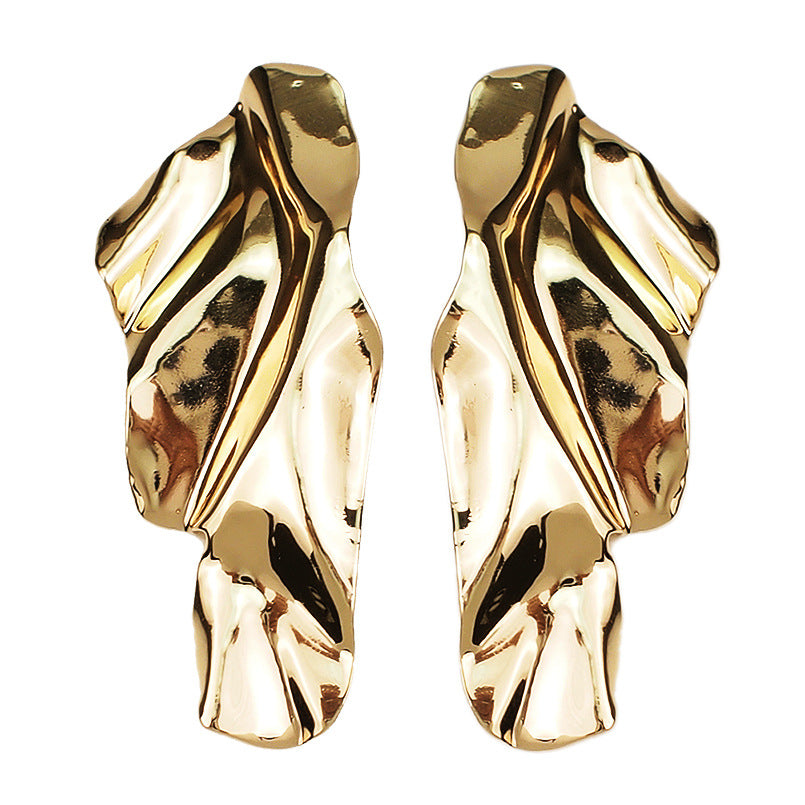 Fashion Metal Iron Sheet Geometric Stud Earrings Women Irregular Metal Sequin Earrings