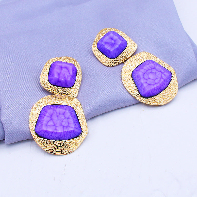 Irregular Cracked Gem Earrings Exaggerate Geometry Shaped Earrings