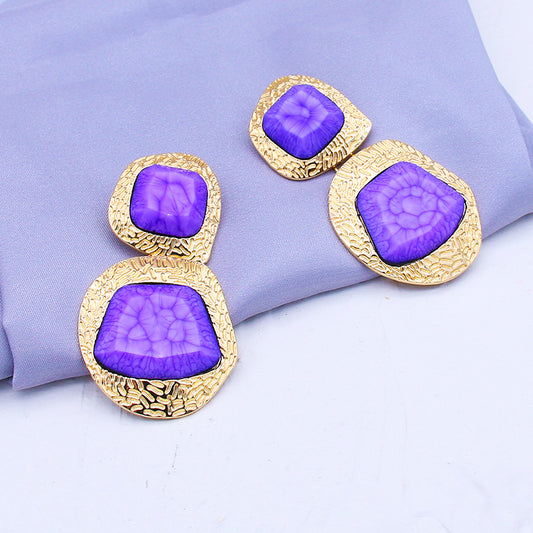 Irregular Cracked Gem Earrings Exaggerate Geometry Shaped Earrings