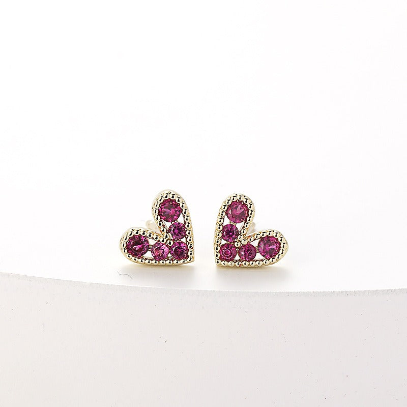 Love Delicate Earrings New Simple Delicate Earrings Womens Small Versatile Mesh Red Earrings S925 Silver Needle