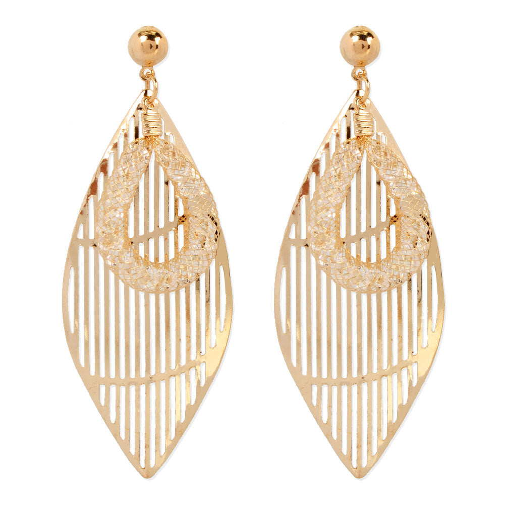 Vintage Leaf Stud Earrings Personality Simple Metal Mesh Earrings Women Earrings