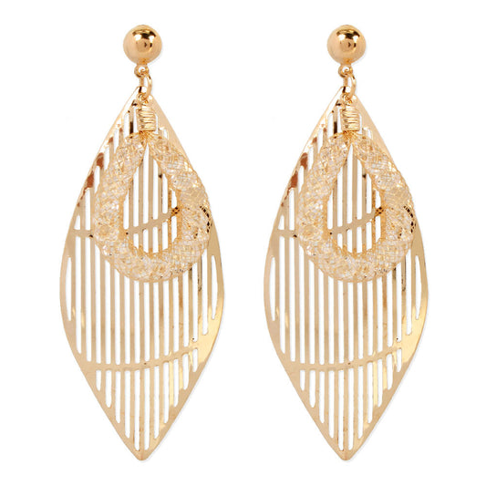 Vintage Leaf Stud Earrings Personality Simple Metal Mesh Earrings Women Earrings