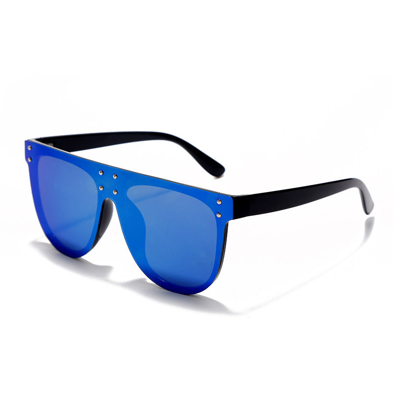 New Conjoined Large-Frame Sunglasses Fashion Rivets Colorful Mercury Sunglasses Women's Semi-Circular Frame Glasses