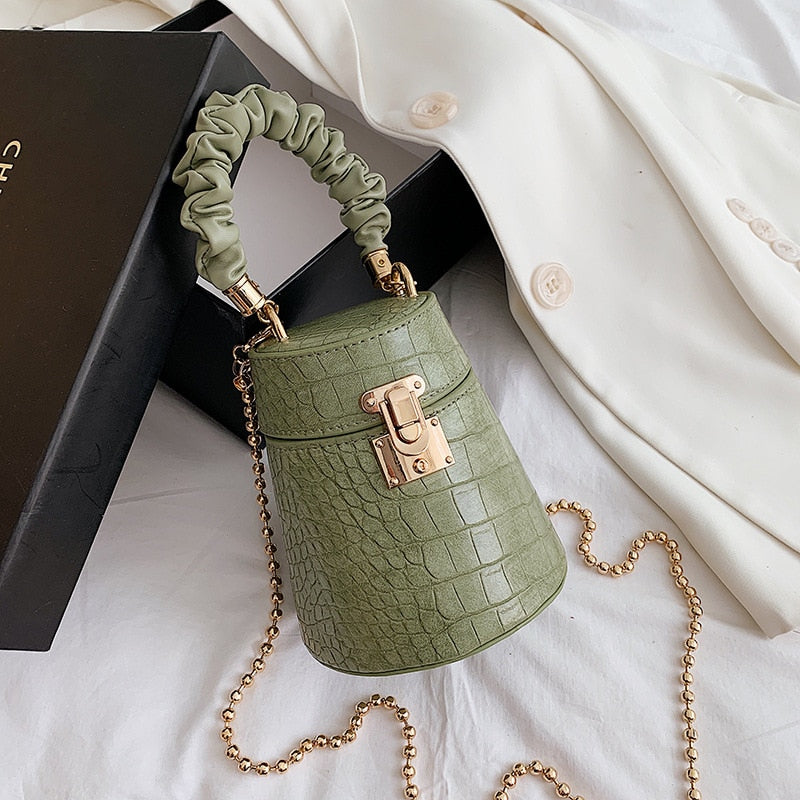 women's bag  Original Design Handbag Fashion Handbag Crocodile Pattern Bucket Bag Chain Slung Portable Shoulder Bag
