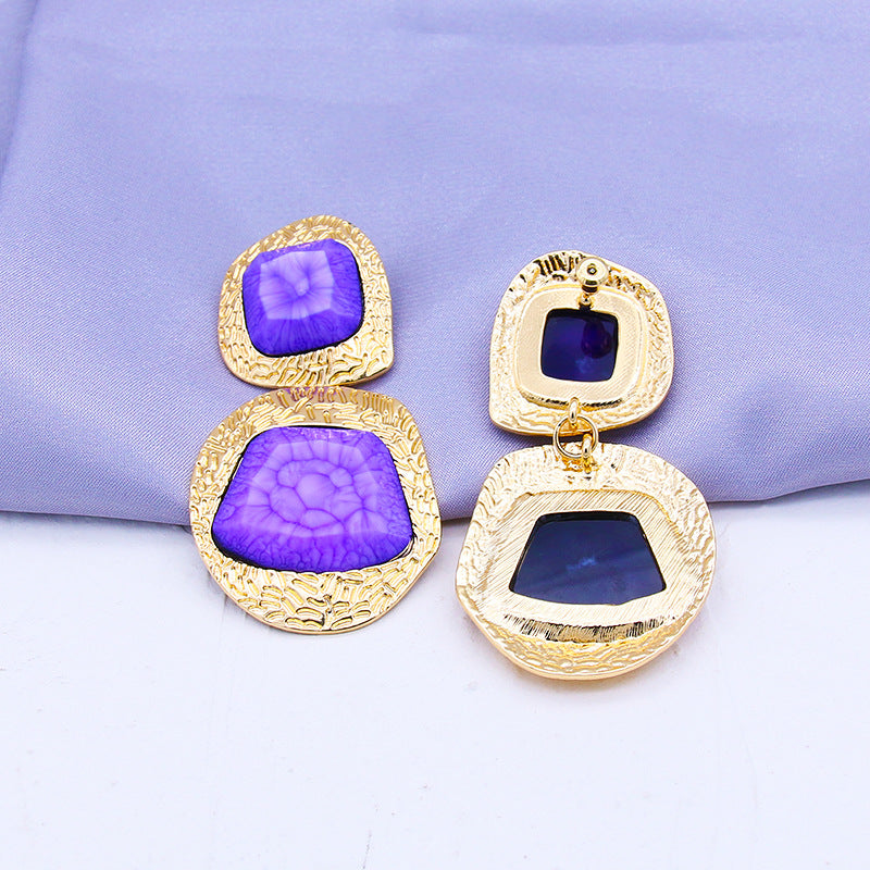 Irregular Cracked Gem Earrings Exaggerate Geometry Shaped Earrings