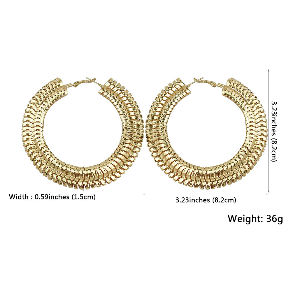 Exaggerated Large Round Earrings Female Personality Fashion Metal Large Hoop Earrings Accessories