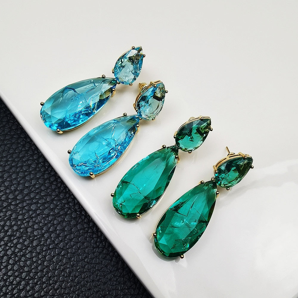 New Texture Zircon Earrings New Vintage Ice Flower Stone Earrings Popular Accessories