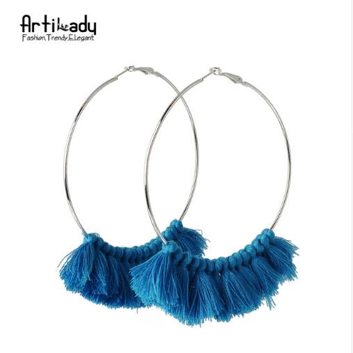 Artilady tassel hoop earrings vintage for  women