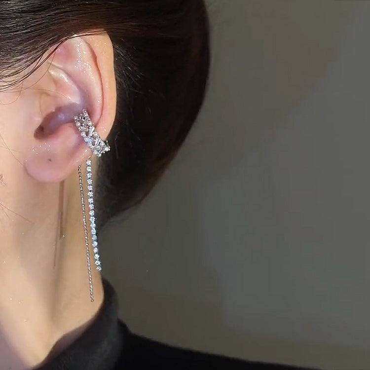 High Quality Pearl Chain Tassel Ear Bone Clip Female Personality Simple And Versatile Temperament No Ear Pierced Earrings